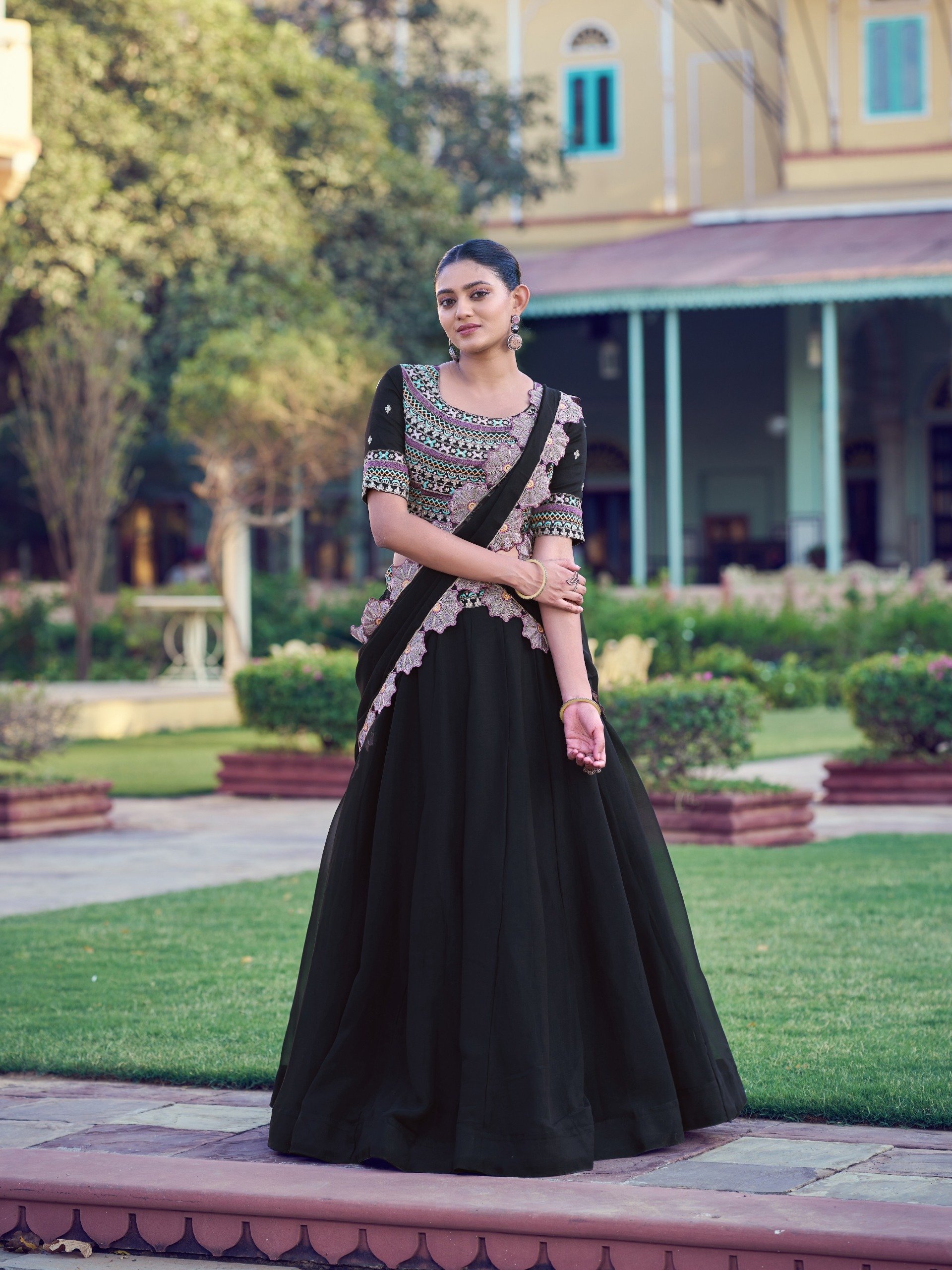 Aurum Georgette Lehenga with Thread & Sequins Embroidery